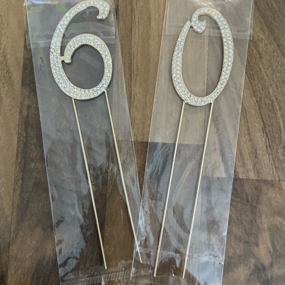 Gold Rhinestone Number Cake Toppers - Picture 2 of 5